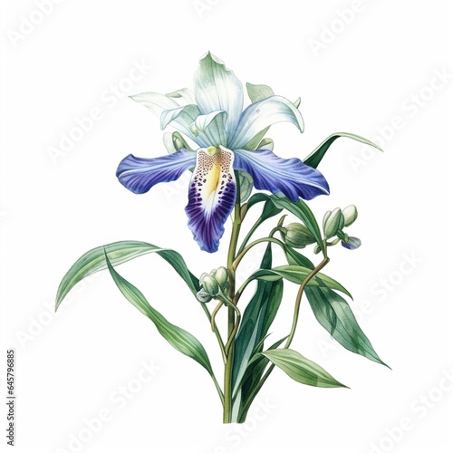 Peacock orchid acidanthera white background 