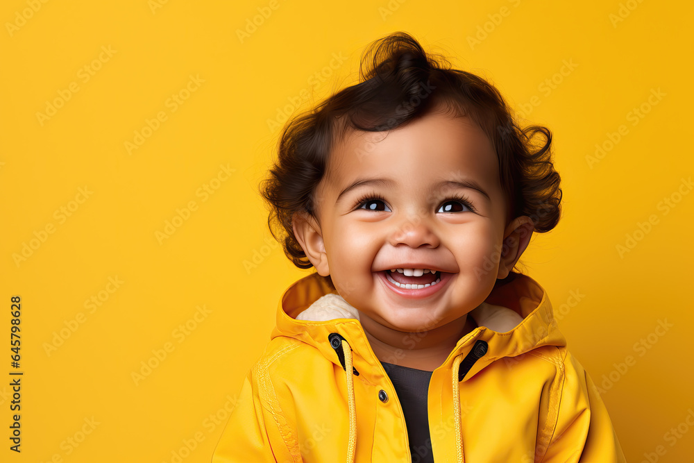 portrait of cute black toddler on yellow background, ai generated portrait of cute black toddler on yellow background, ai generated
