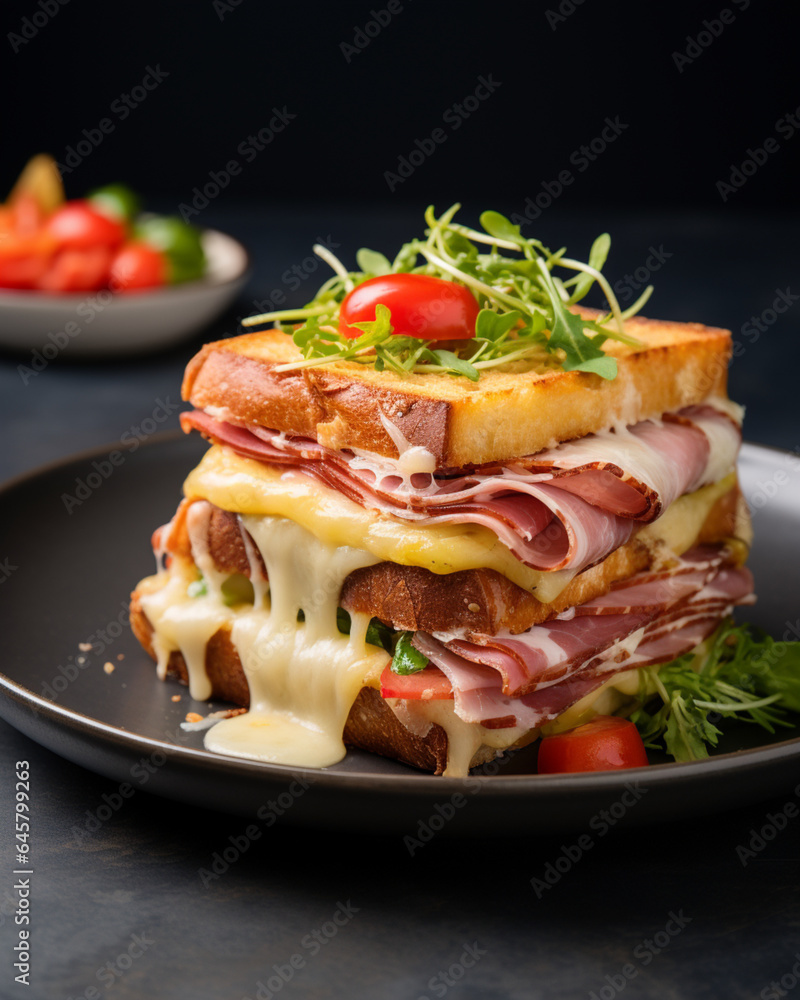 croque monsieur is food photography 32k uhd, generative ai