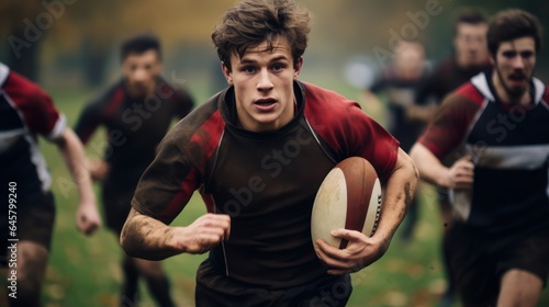 english man playing rugby league, english sportsman, rugby ball, contact sport,generative ai