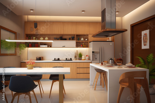 Classic style kitchen interior in modern house.