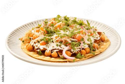Papdi Chaat on Plate with Transparent Background . AI
