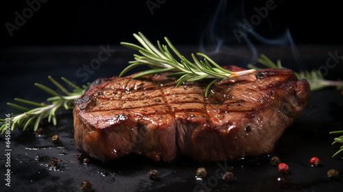 food photography close up tasty lambchop bbq steak, generative ai