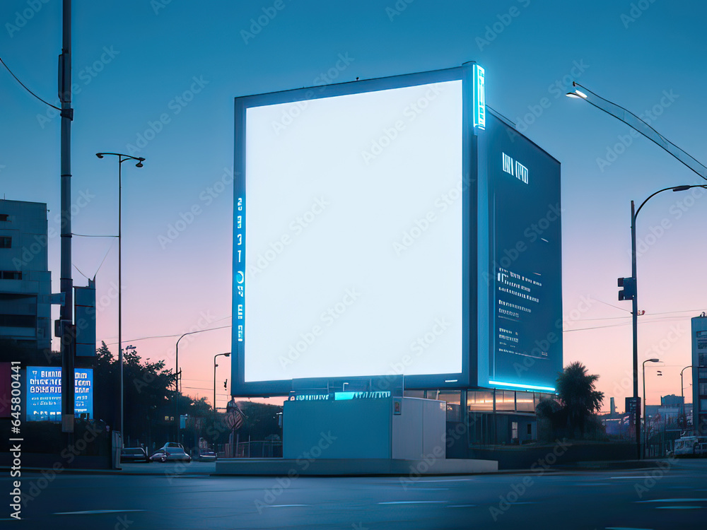 A billboard without content, a white cutout to match your design. Big screen in the city. A billboard without content, a white cutout to match your design. Big screen in the city.