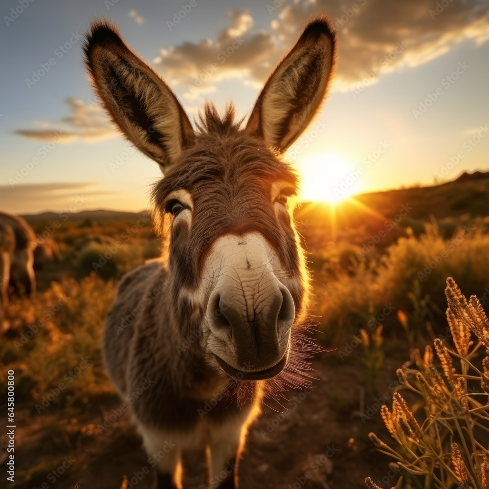 Donkey in its Natural Habitat, Wildlife Photography, Generative AI Donkey in its Natural Habitat, Wildlife Photography, Generative AI