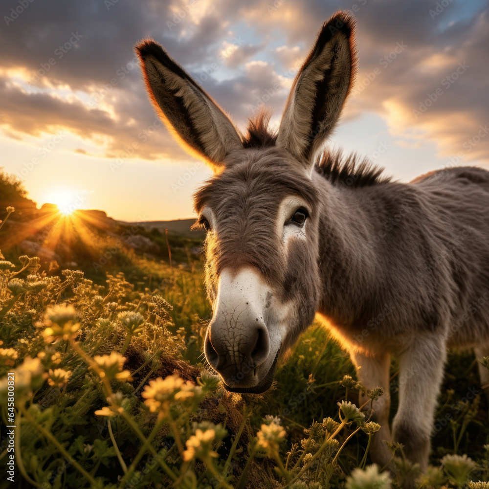 Donkey in its Natural Habitat, Wildlife Photography, Generative AI Donkey in its Natural Habitat, Wildlife Photography, Generative AI