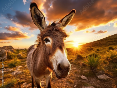 Donkey in its Natural Habitat  Wildlife Photography  Generative AI
