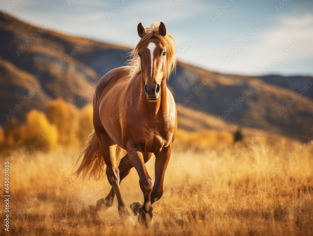 Horse in its Natural Habitat, Wildlife Photography, Generative AI Horse in its Natural Habitat, Wildlife Photography, Generative AI