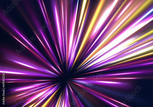Abstract background rotational border lines. Futuristic dynamic motion technology. High-speed light trails effect. Illustration of high speed concept. Motion light effect for banners. 
