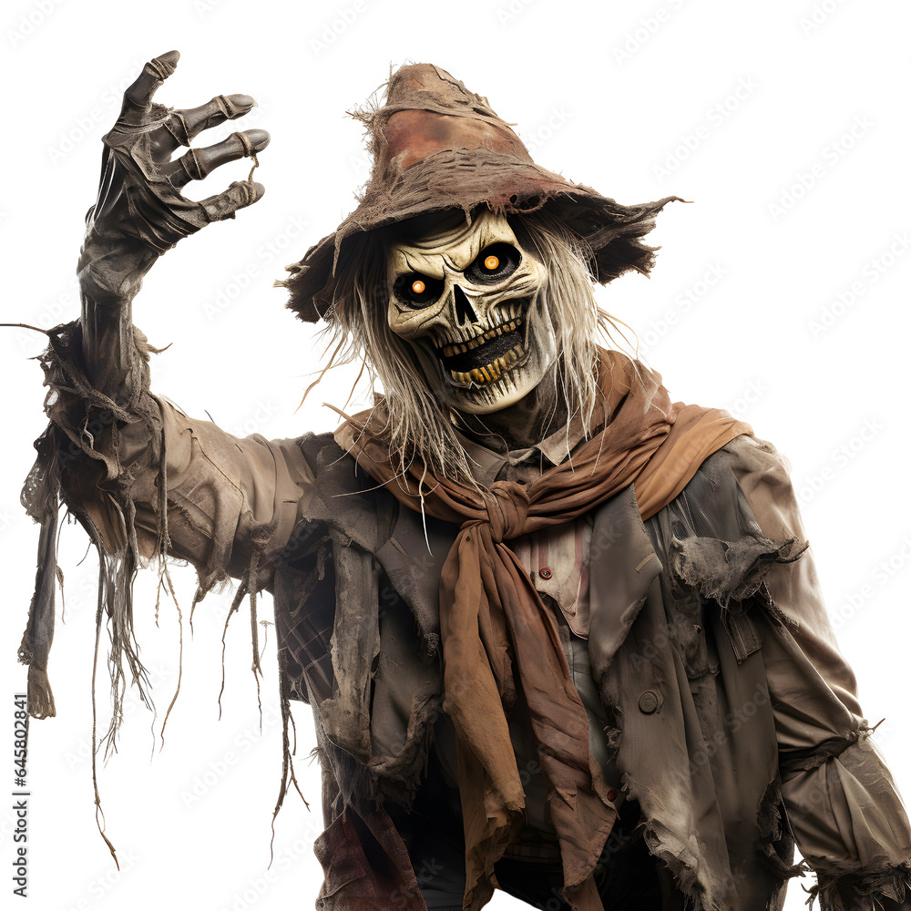 Scary Scarecrow Isolated on Transparent Background Scary Scarecrow Isolated on Transparent Background
