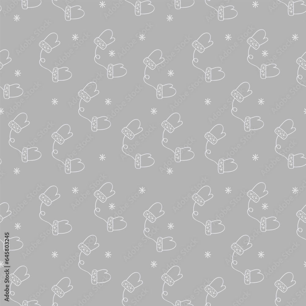 Seamless pattern of winter warm gloves on a gray background Seamless pattern of winter warm gloves on a gray background