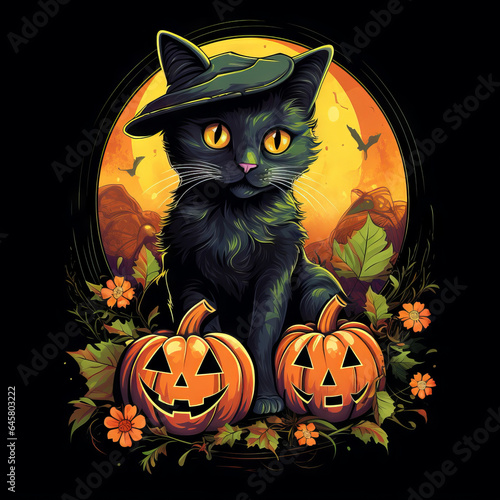 Halloween cat logo (greeting card, flyer etc.)