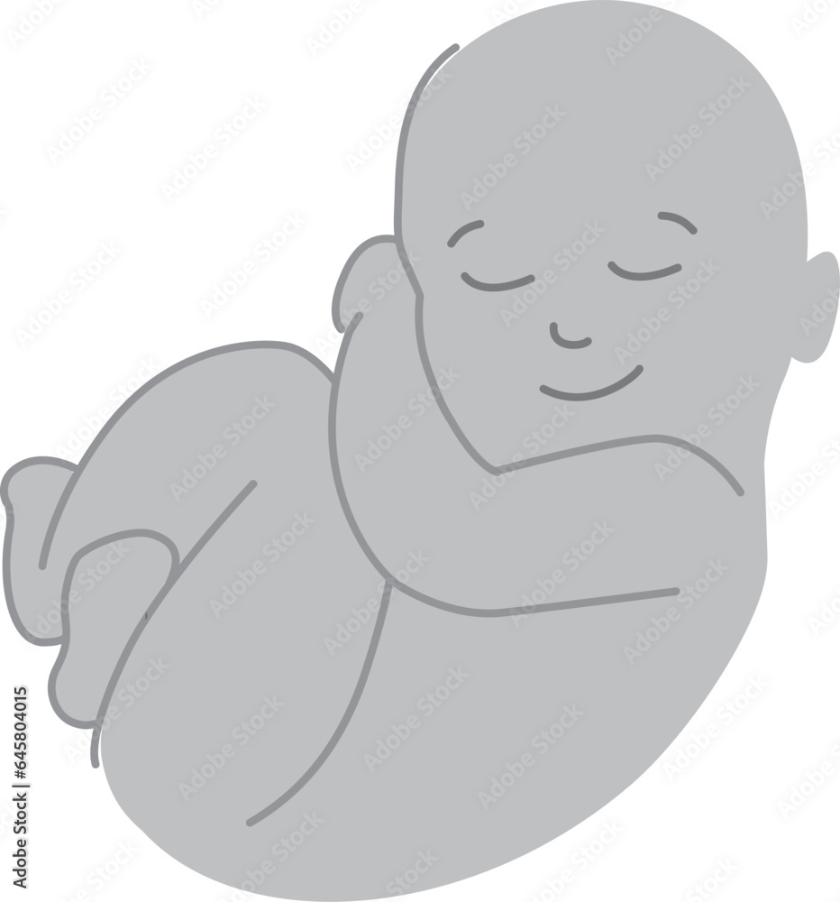 Gray baby logo. Fetus icon. Happy child Gray baby logo. Fetus icon. Happy child