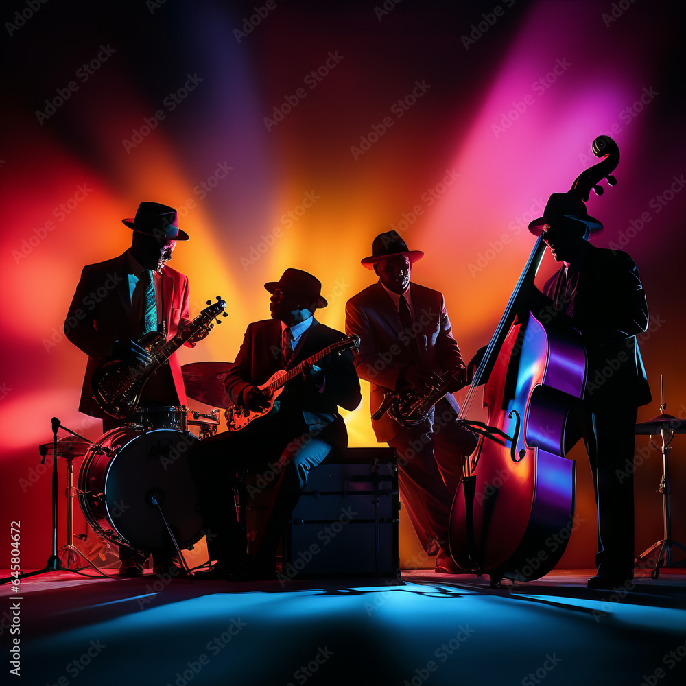 Fototapeta premium Silhouette of a jazz concert