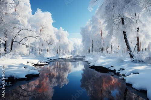 Stunning beauty of winter nature with snow during the holiday season. Merry christmas and happy new year concept © top images