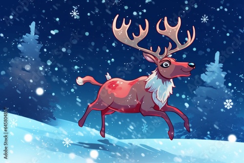 Holiday card with deer. Merry christmas and happy new year concept. Background