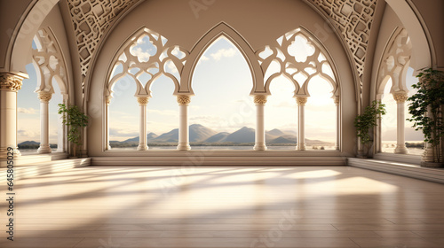mosque interior  islamic architecture and room with window