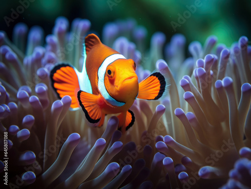 Clown Fish in its Natural Habitat, Wildlife Photography, Generative AI
