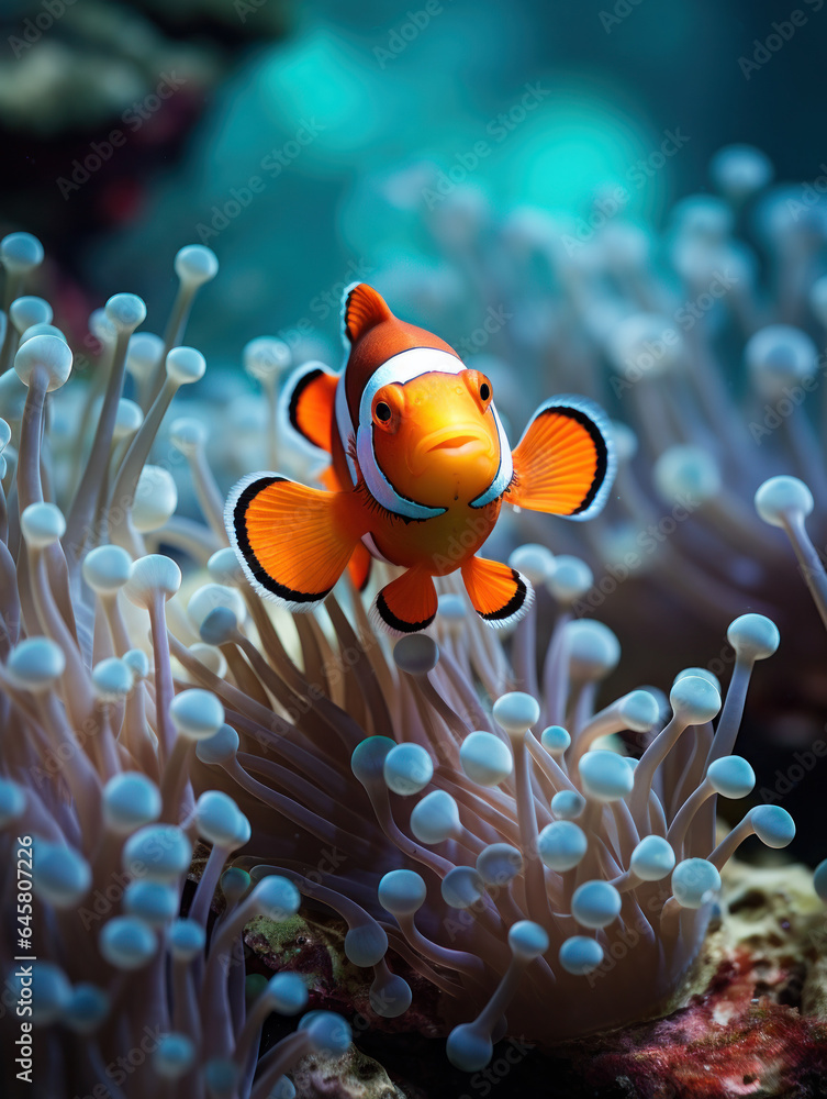Clown Fish in its Natural Habitat, Wildlife Photography, Generative AI Clown Fish in its Natural Habitat, Wildlife Photography, Generative AI