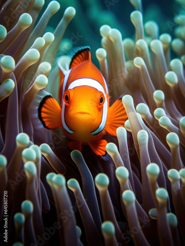 Clown Fish in its Natural Habitat, Wildlife Photography, Generative AI © Vig