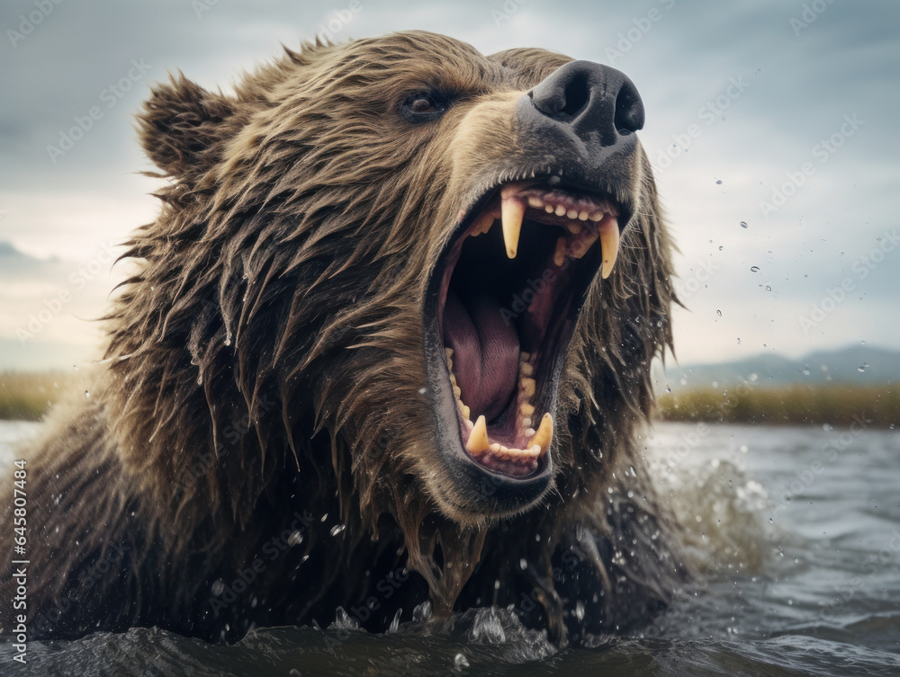 Bear in its Natural Habitat, Wildlife Photography, Generative AI - obrazy, fototapety, plakaty 