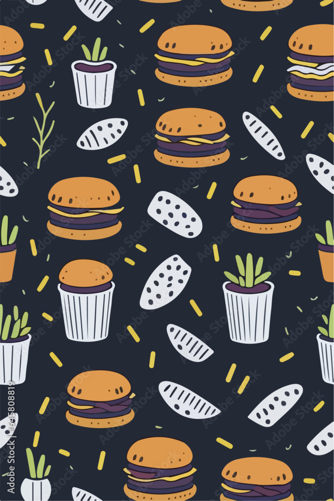 Timeless Burger Artistry, Retro Pattern Background