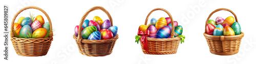 Easter Basket clipart collection, vector, icons isolated on transparent background