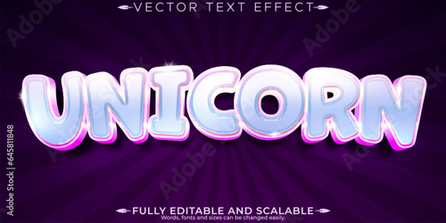 Unicorn text effect, editable pink and girl text style