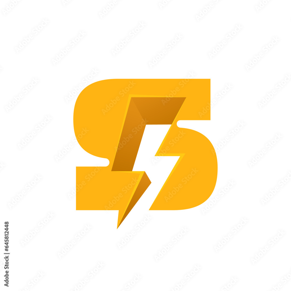 S letter logo with negative space lightning. Flash vector monogram. Electric bolt icon. Perfect type for energy labels, superhero t-shirt print, rock music posters, delivery art, electromobile adv. S letter logo with negative space lightning. Flash vector monogram. Electric bolt icon. Perfect type for energy labels, superhero t-shirt print, rock music posters, delivery art, electromobile adv.