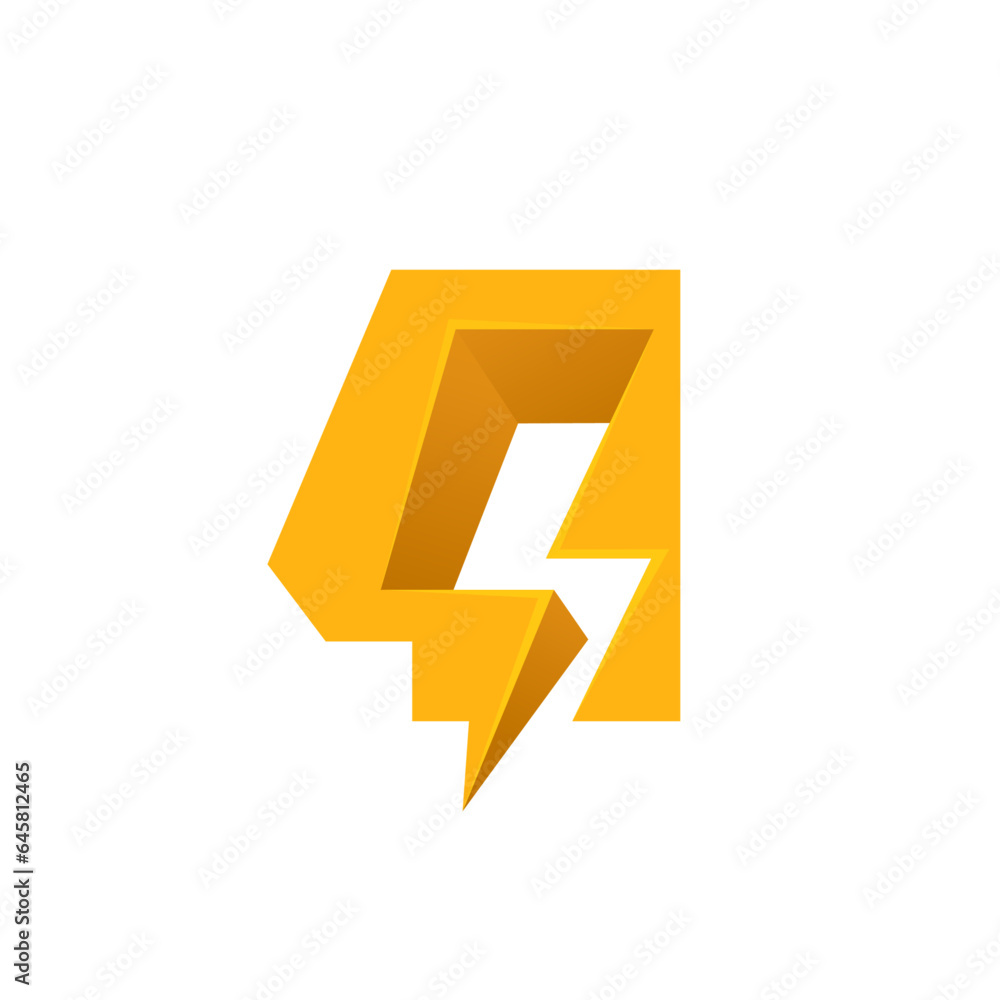 4 logo. Number four with negative space lightning. Flash vector monogram. Electric bolt icon. Perfect type for energy labels, superhero print, rock music posters, delivery art, electromobile adv. 4 logo. Number four with negative space lightning. Flash vector monogram. Electric bolt icon. Perfect type for energy labels, superhero print, rock music posters, delivery art, electromobile adv.