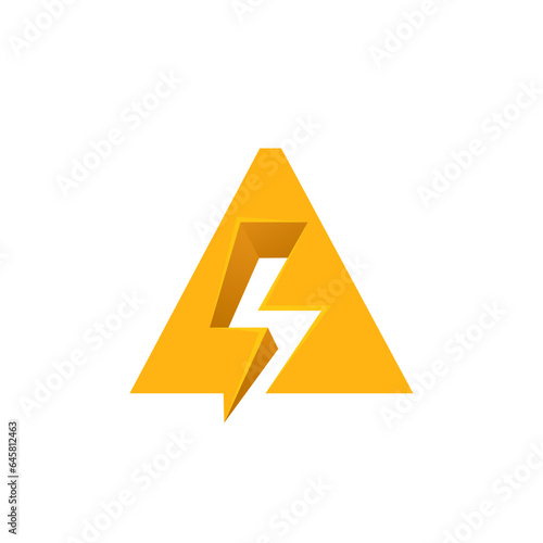 A letter logo with negative space lightning. Flash vector monogram. Electric bolt icon. Perfect type for energy labels, superhero t-shirt print, rock music posters, delivery art, electromobile adv.