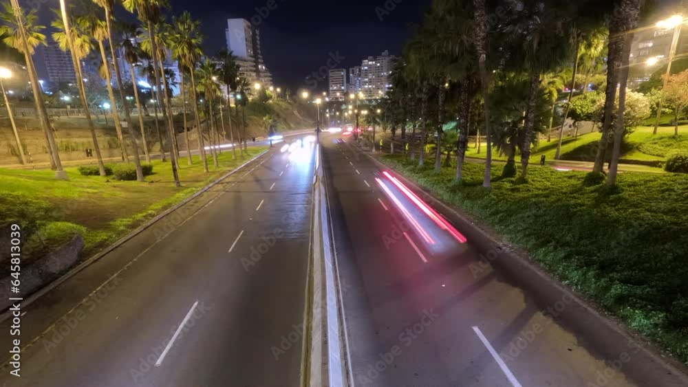Night time lapse of traffic on a highway in Lima, Peru Night time lapse of traffic on a highway in Lima, Peru