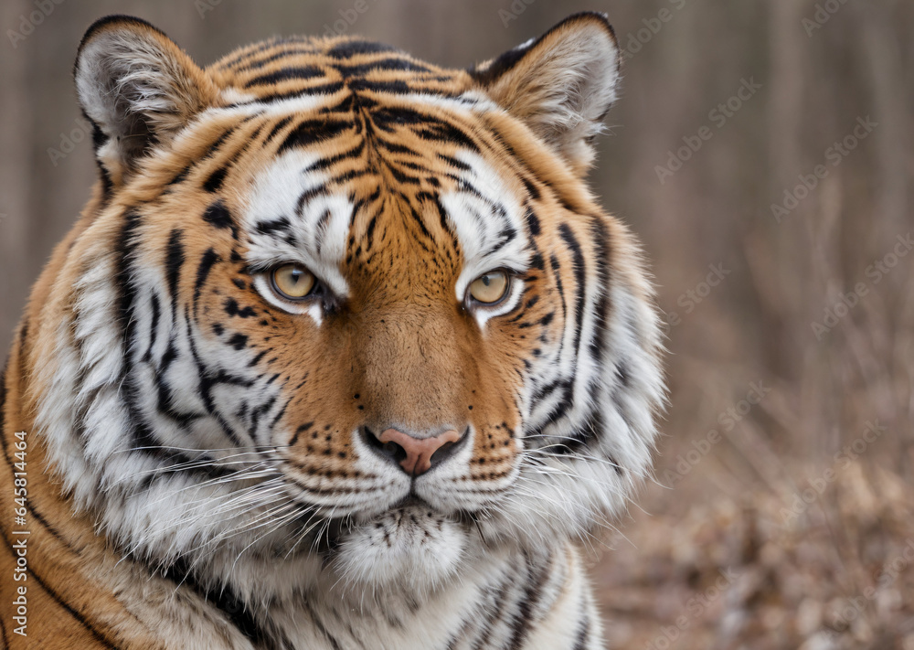 photograph of a Siberian tiger in the wild photograph of a Siberian tiger in the wild