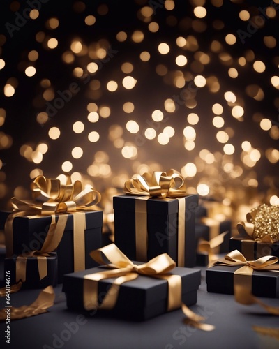 gift boxes in the city Black Friday  Cinematic daylight generative ai illustration art