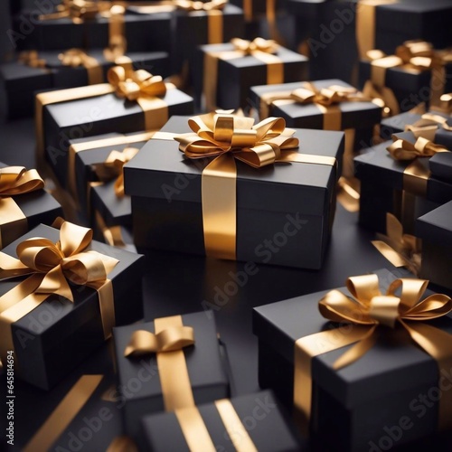 gift boxes in the city Black Friday  Cinematic daylight generative ai illustration art