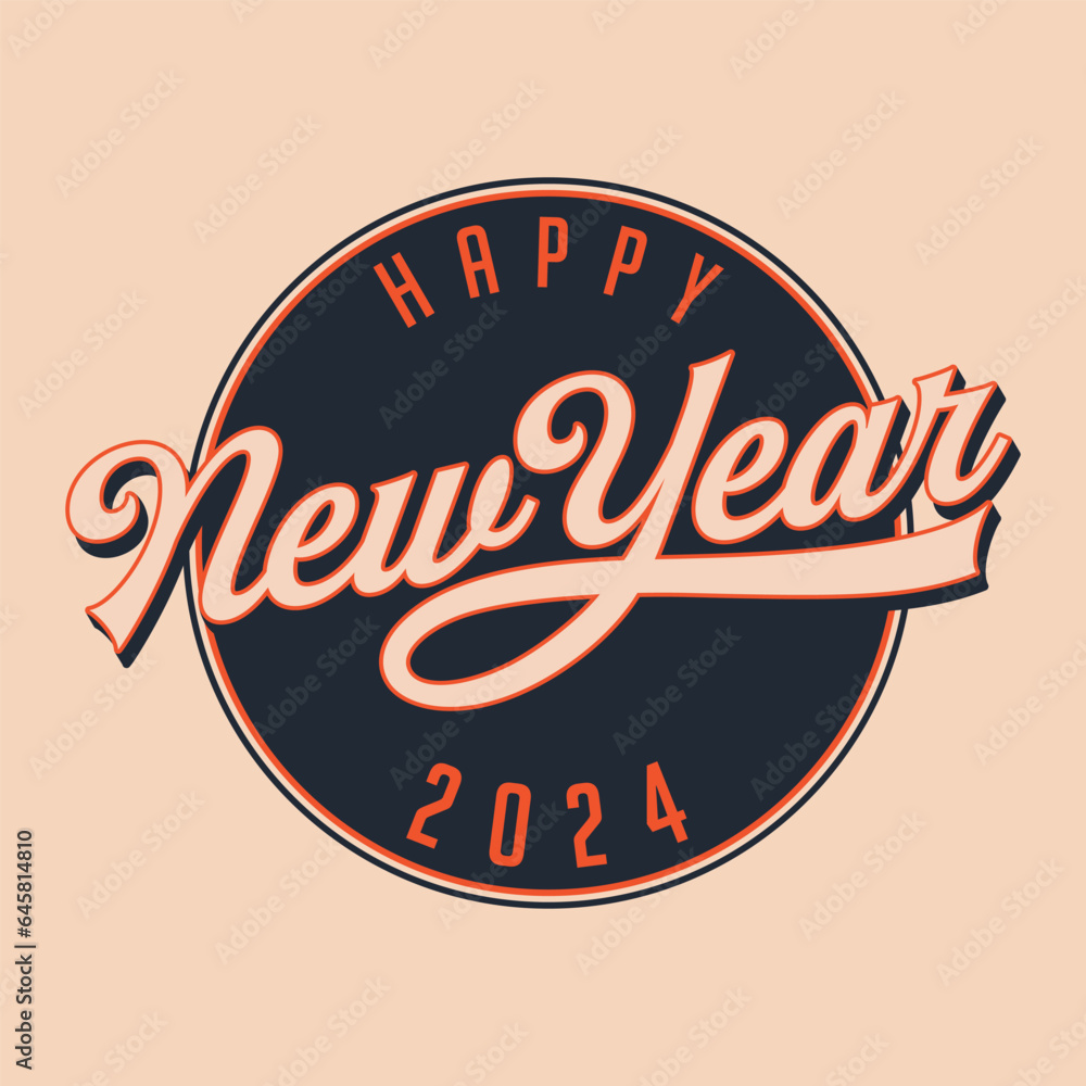 Happy New Year 2024 creative letter retro style Happy New Year 2024 creative letter retro style