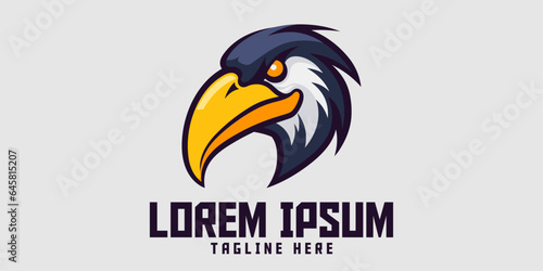 Sport and esport logo with toucan head, animal emblem, bird icon and template. 