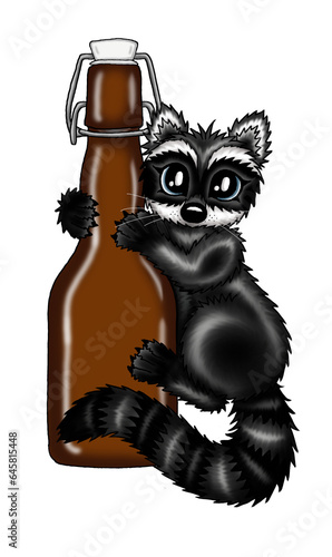 beer bottle with racoon photo