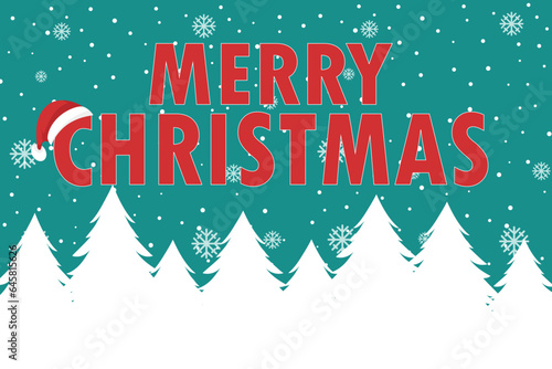 Merry Christmas lettering card with Christmas tree. Merry Christmas card. Winter Holiday Vintage Greeting Card. Vintage Christmas And New Year Decoration Poster. Vector