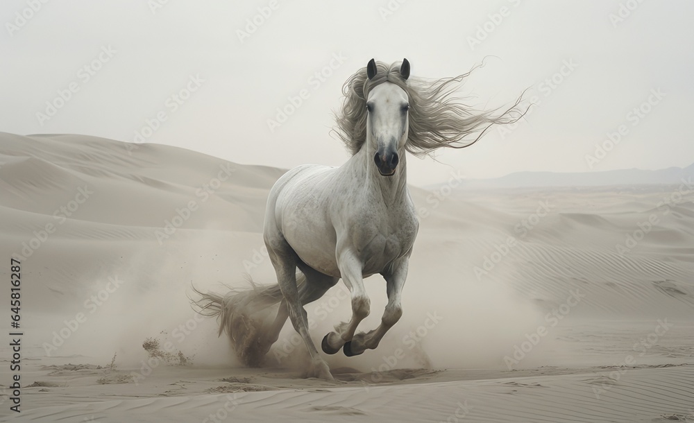 Fototapeta premium white horse running on the beach