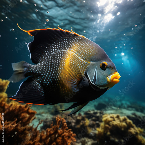 Angelfish in its Natural Habitat, Wildlife Photography, Generative AI © Vig