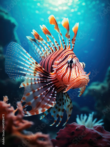 Lionfish in its Natural Habitat, Wildlife Photography, Generative AI