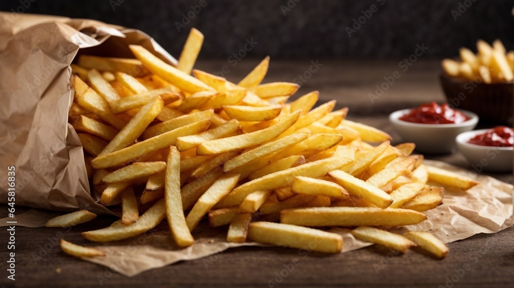 Crispy French Fries in a Paper Bag Crispy French Fries in a Paper Bag