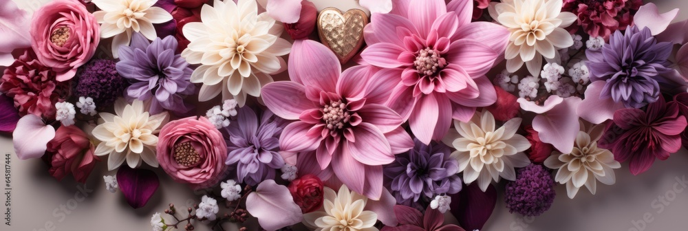 pink heart on flowers background pink heart on flowers background
