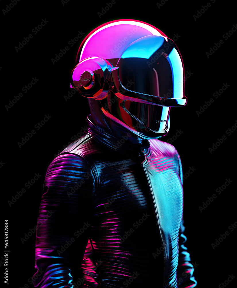 A Futuristic cyber helmet inspired by disco funk electronic music Cyberspace Augmented Reality	
