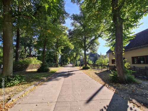 Photography walking in sunshine through Schöneiche in Brandenburg