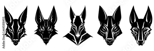 Anubis eygpt silhouettes set, large pack of vector silhouette design, isolated white background