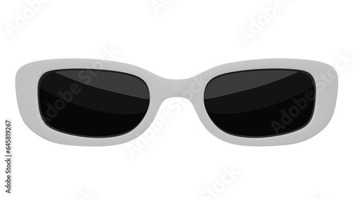 White women's rectangular sunglasses isolated on transparent and white background. Glasses concept. 3D render
