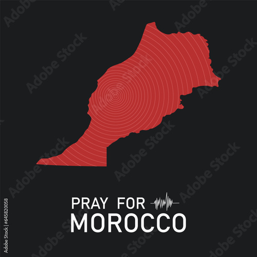Morocco earthquake concept. Red map, seismogram and text.