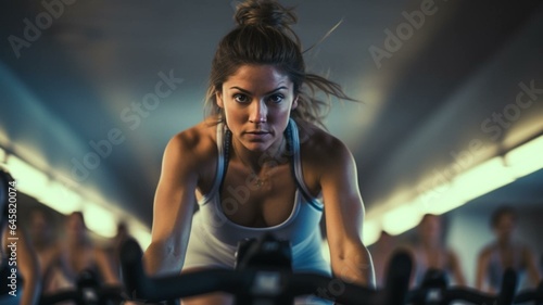 person in the gym spin class photo